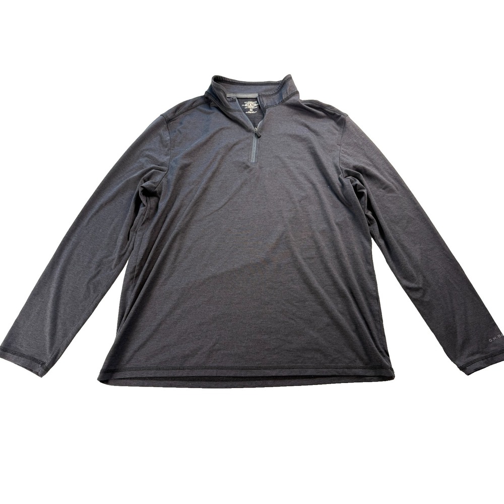 GH Bass & Co Quarter Zip Pullover Mens Medium Gray Long Sleeve Athletic Stretch